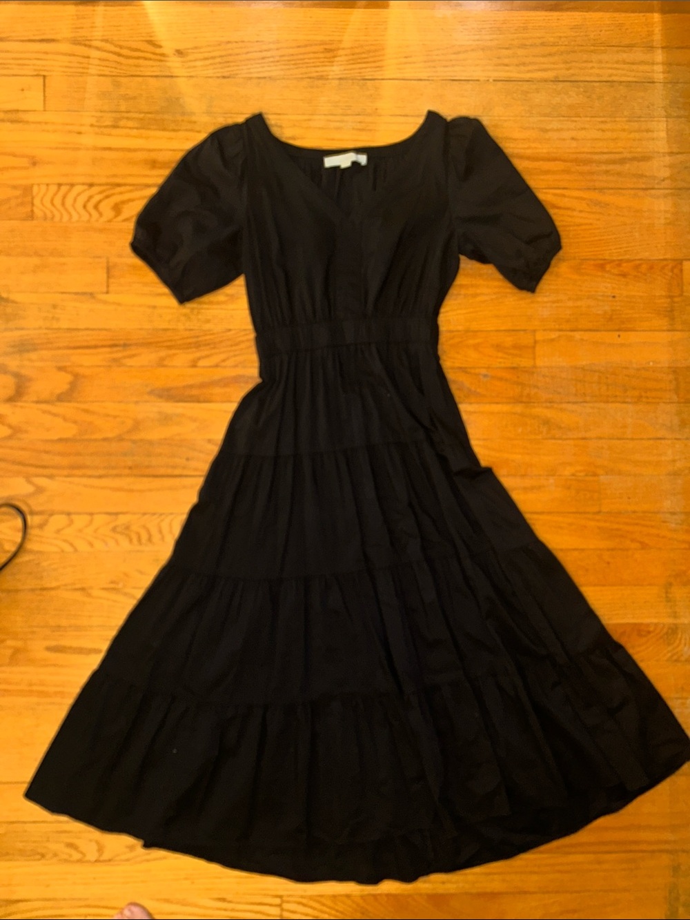 Ann Taylor Black Tiered Midi Dress - Women
